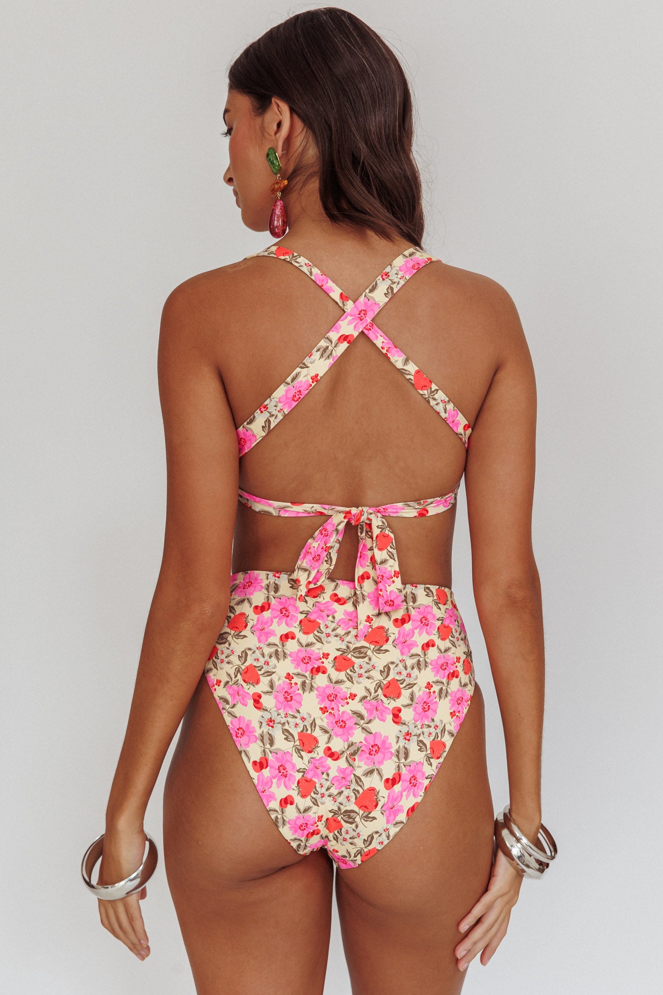Harmonia High Waist Bikini Bottom Yellow Floral by Selfie Leslie Australia