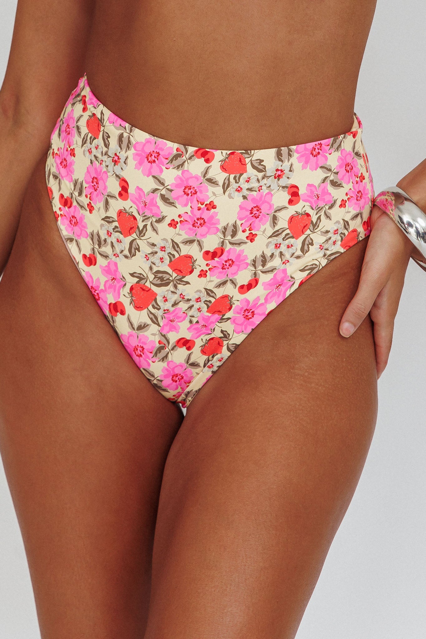 Harmonia High Waist Bikini Bottom Yellow Floral by Selfie Leslie Australia