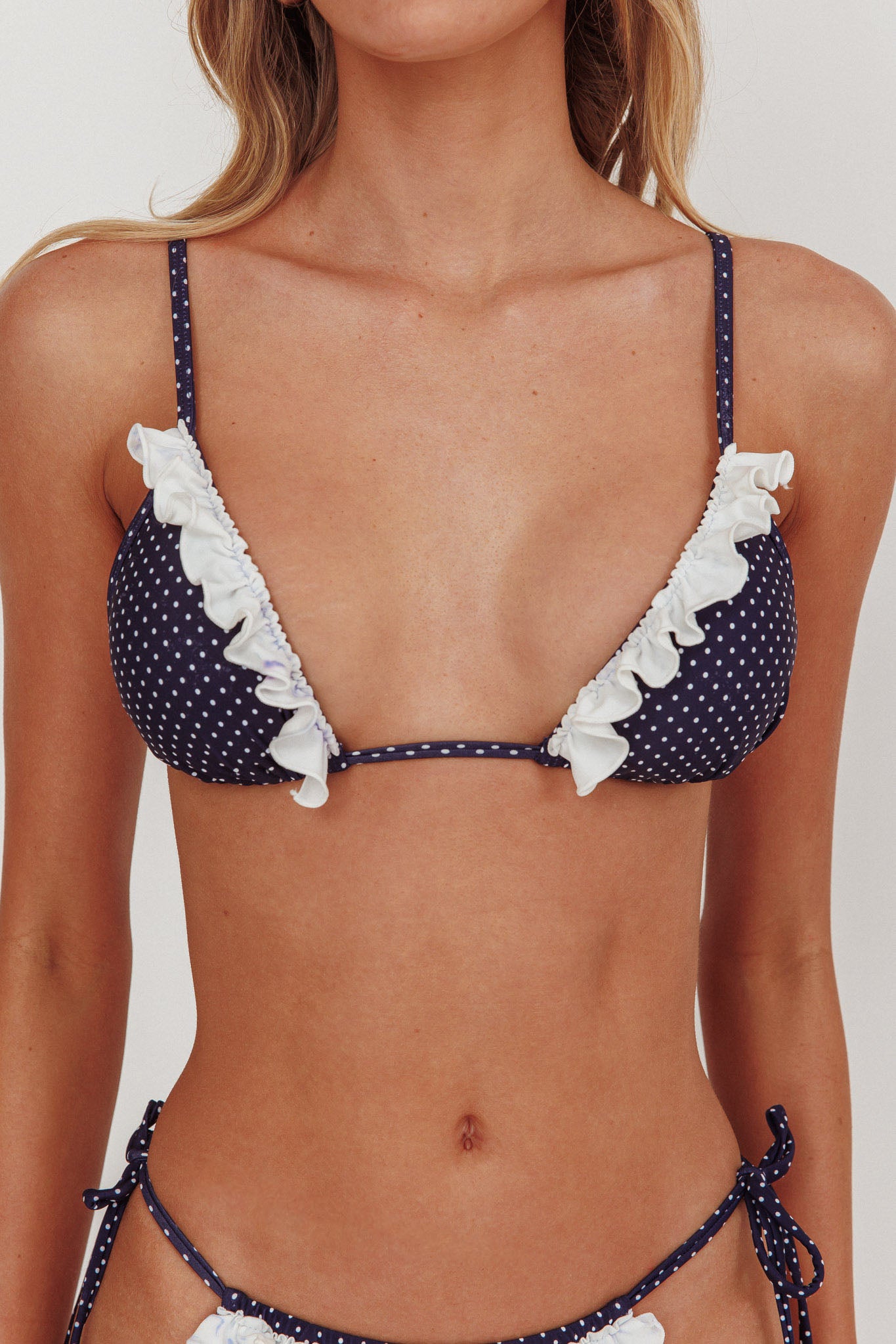 Josie Triangle String Fril Bikini Top Polka Dot by Selfie Leslie Australia