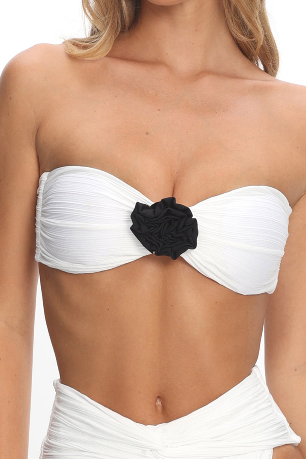 Monique Twist Bandeau Rosette Bikini Top Ivory by Selfie Leslie Australia