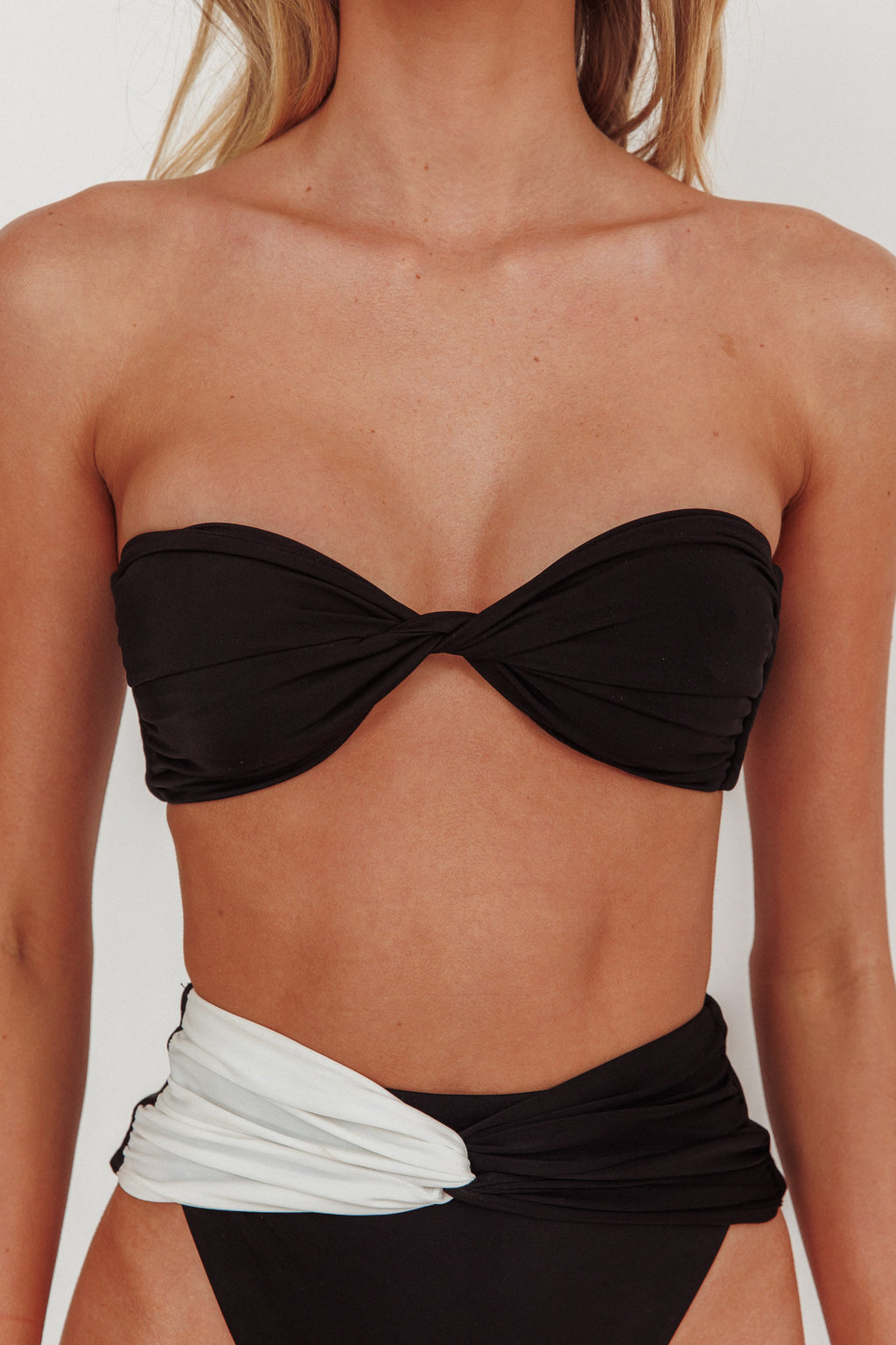 Monique Twist Bandeau Bikini Top Black by Selfie Leslie Australia