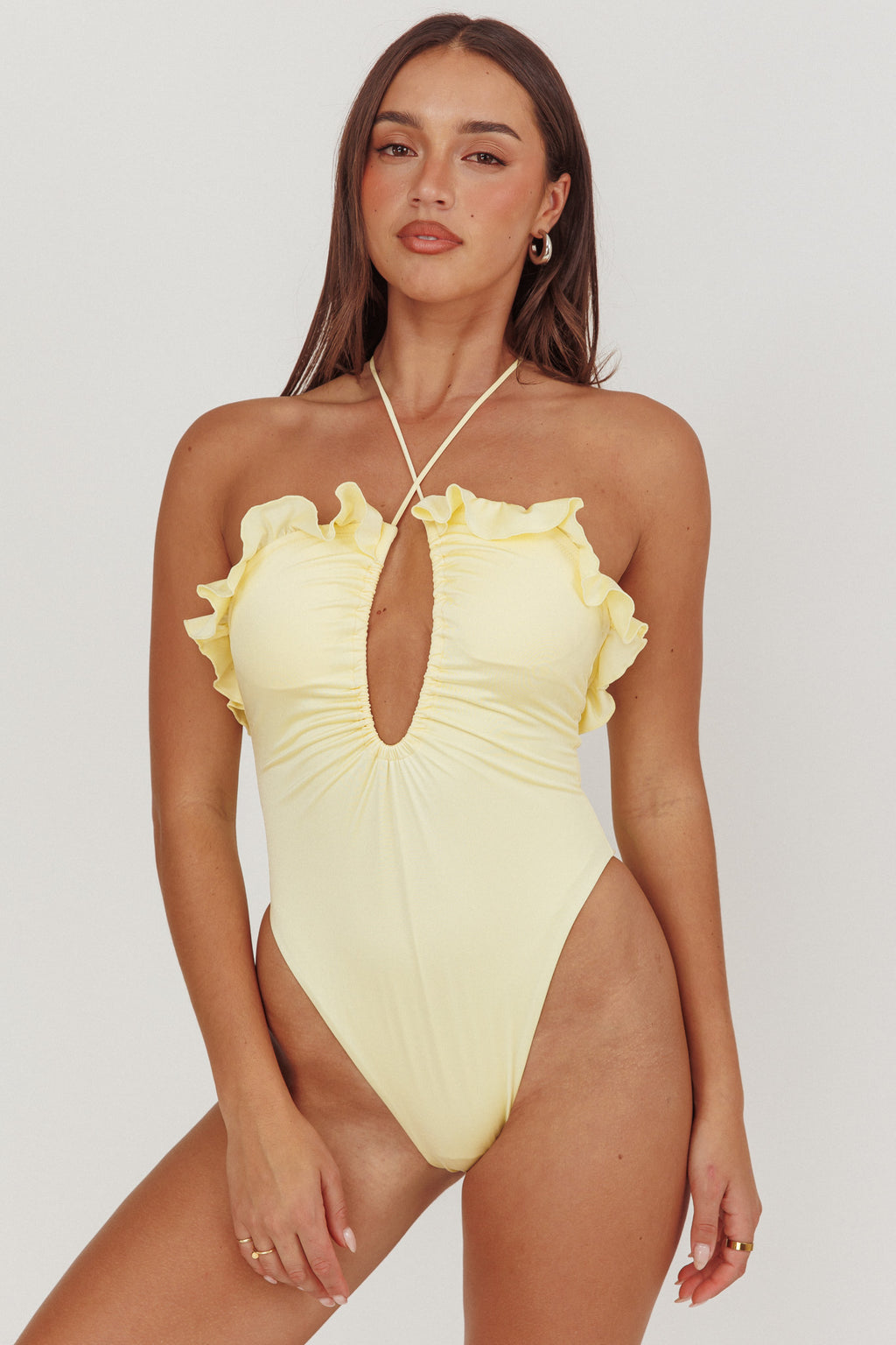 Georgia Frill Strap One Piece Swimsuit Butter by Selfie Leslie Australia