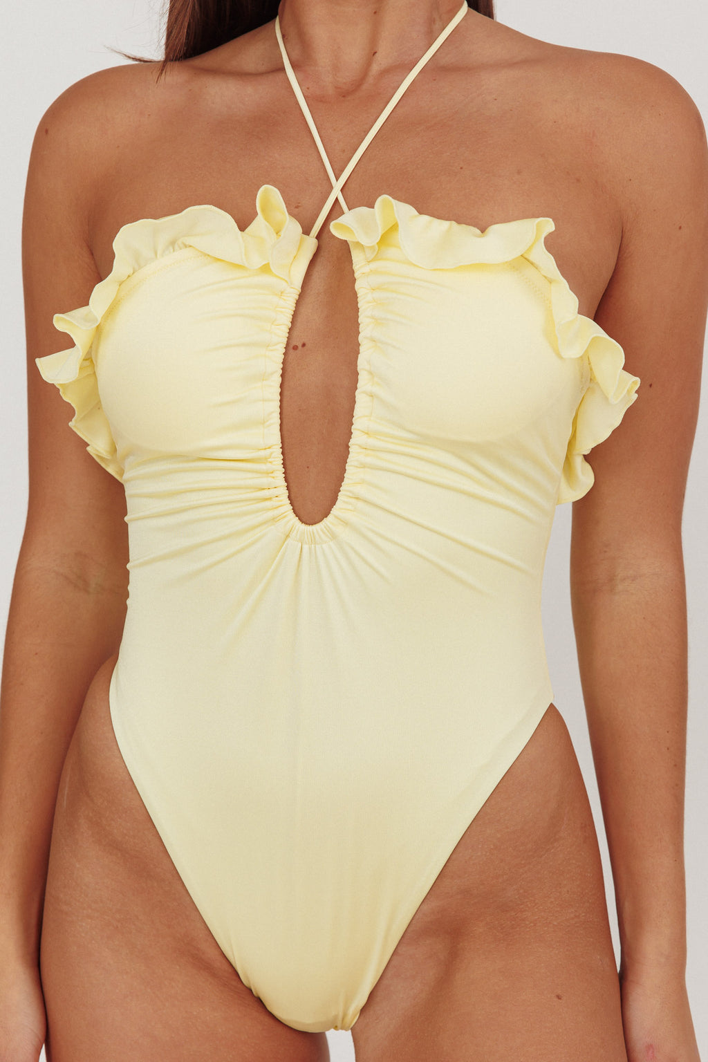 Georgia Frill Strap One Piece Swimsuit Butter by Selfie Leslie Australia
