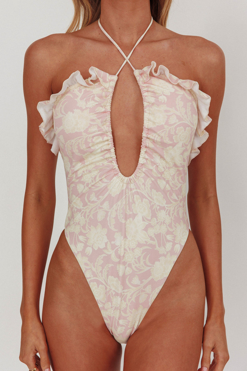 Georgia Frill Strap One Piece Swimsuit Floral by Selfie Leslie Australia