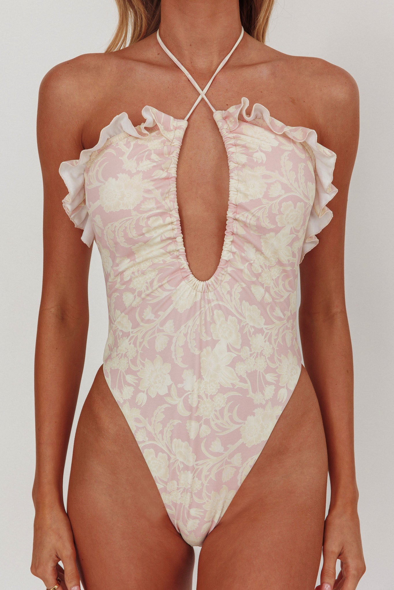 Georgia Frill Strap One Piece Swimsuit Floral by Selfie Leslie Australia