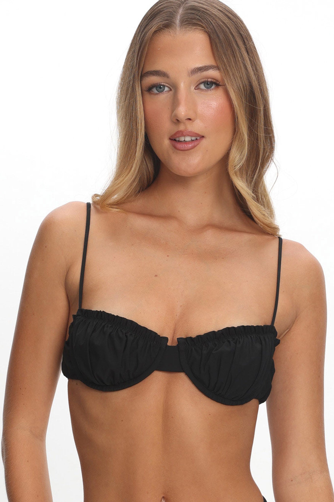 Mallori Ruched Balconette Bikini Top Black by Selfie Leslie Australia