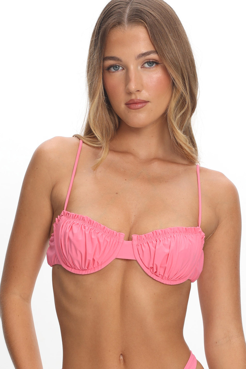 Gold Coast Gathered Bust Bikini Top Pink by Selfie Leslie Australia