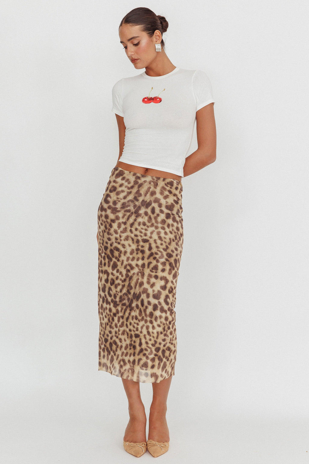 Lanna Cherry Print Baby Tee White by Selfie Leslie Australia