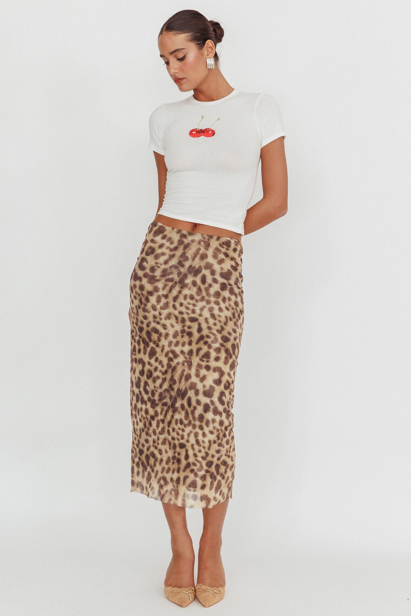 Lanna Cherry Print Baby Tee White by Selfie Leslie Australia