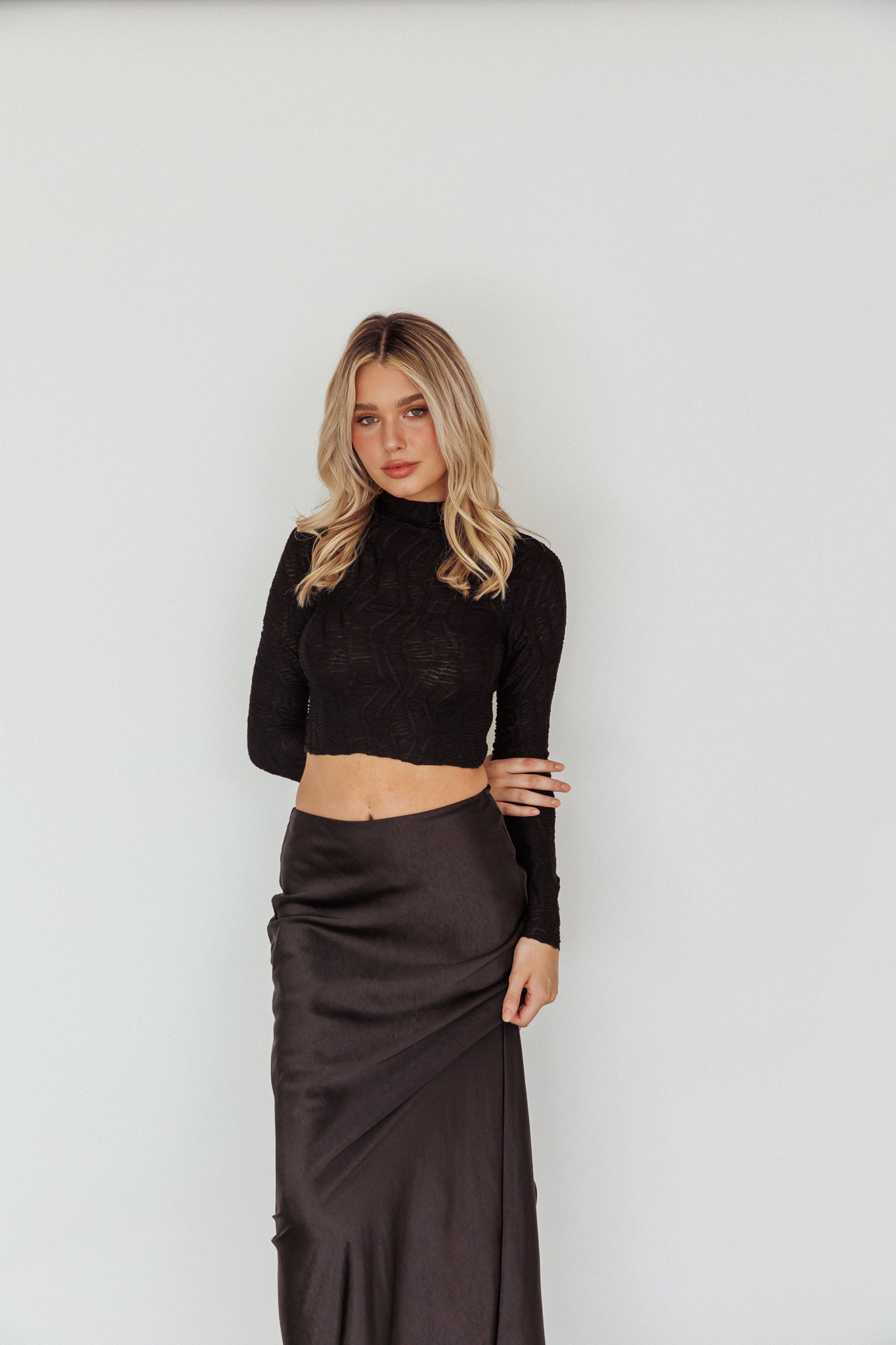Plato High Neck Crop Top Black by Selfie Leslie Australia