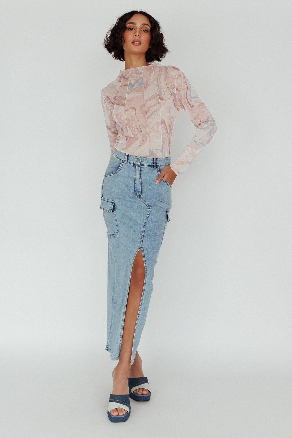 Madrid Long Sleeve Mesh Top Pink Multi by Selfie Leslie Australia