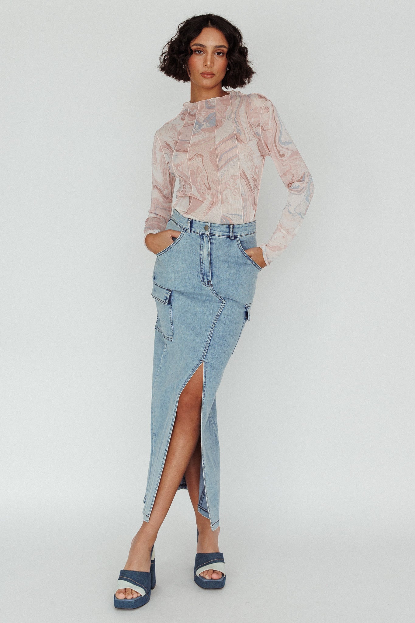 Madrid Long Sleeve Mesh Top Pink Multi by Selfie Leslie Australia