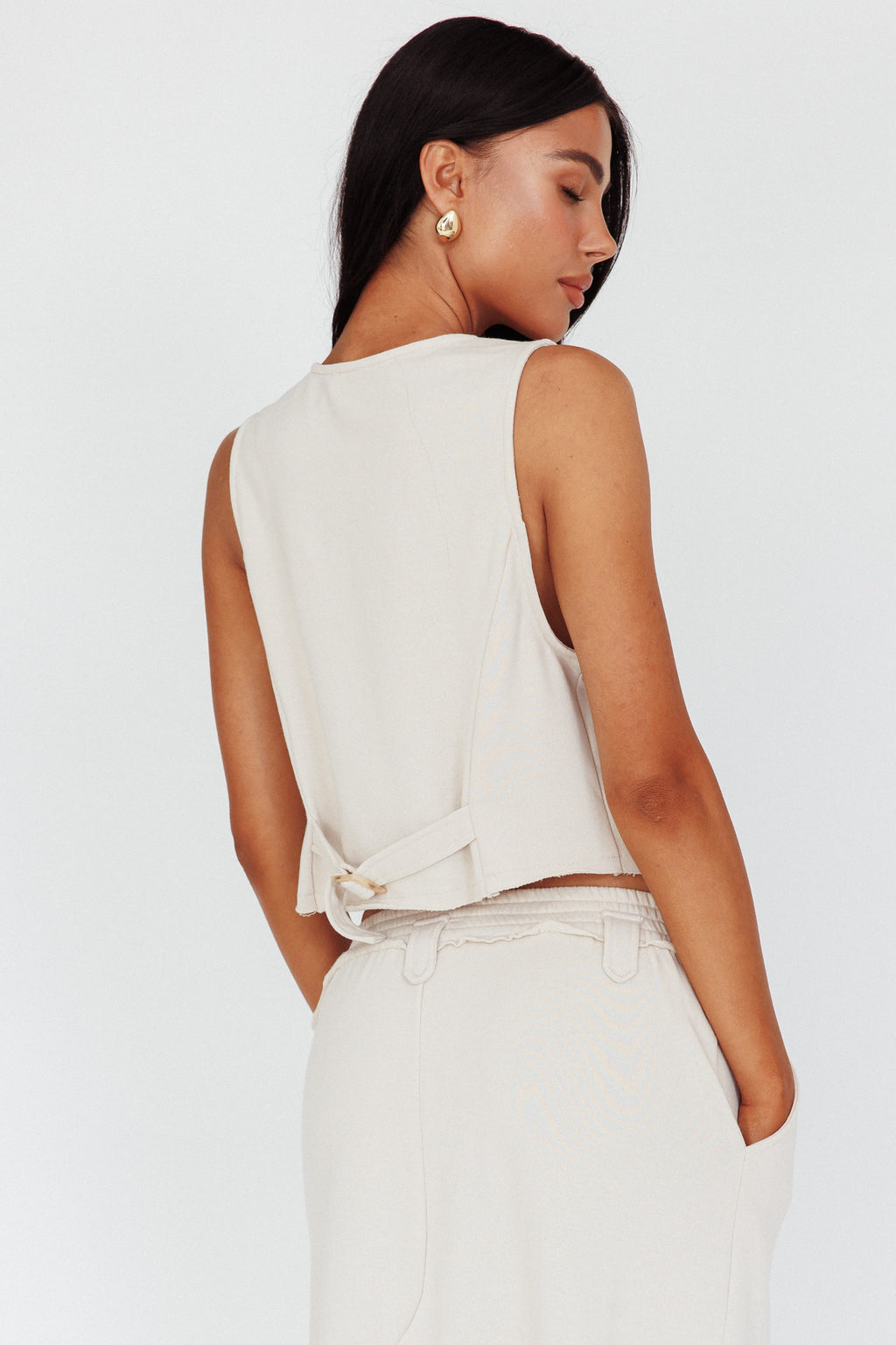 Jaina Button Front Vest Top Seashell by Selfie Leslie Australia