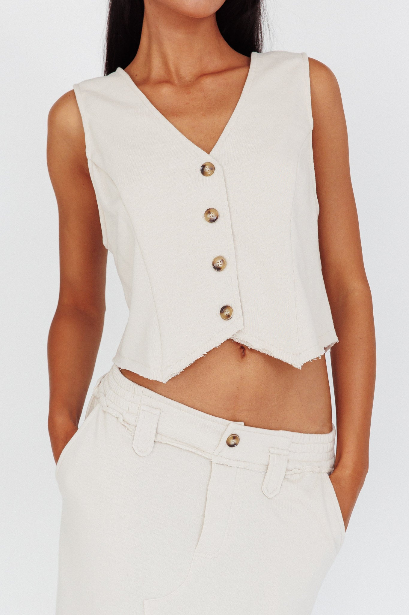 Jaina Button Front Vest Top Seashell by Selfie Leslie Australia