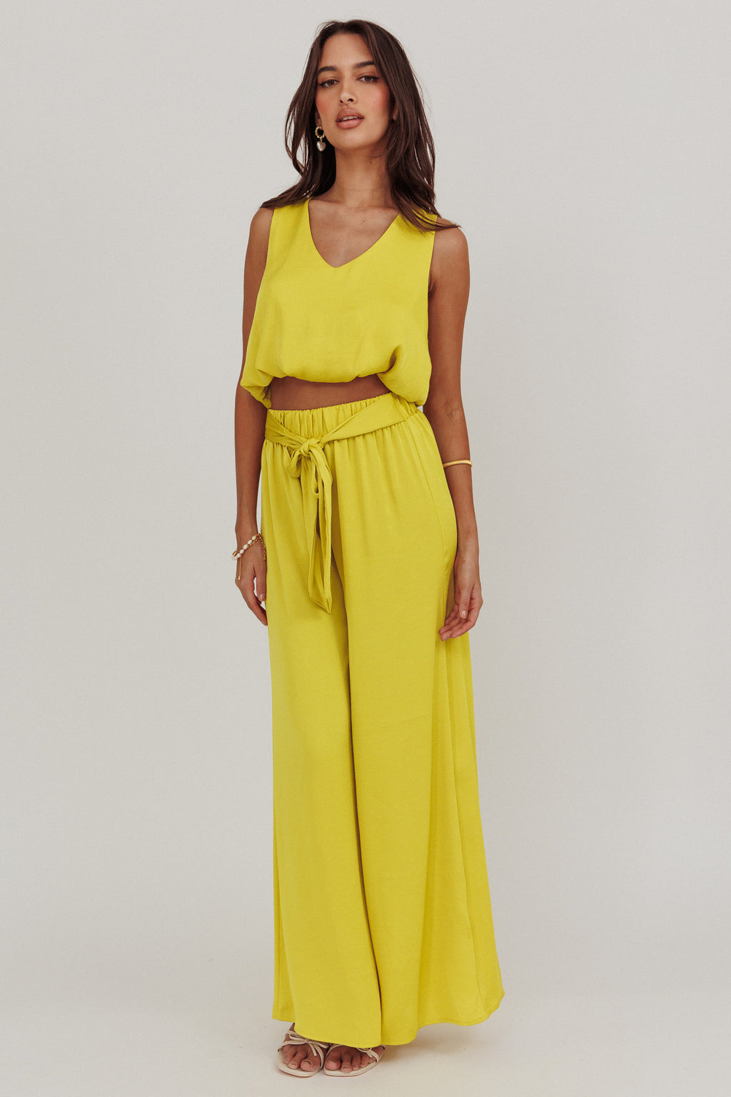 Mariposa Sleeveless Bubble Hem Top Chartreuse by Selfie Leslie Australia