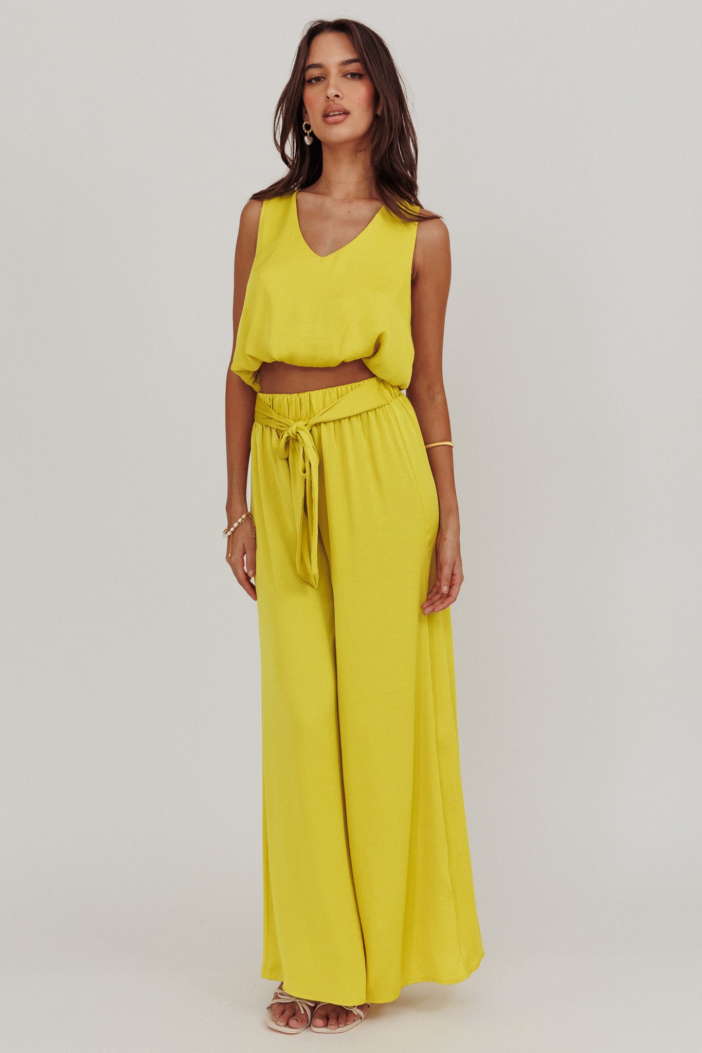 Mariposa Sleeveless Bubble Hem Top Chartreuse by Selfie Leslie Australia