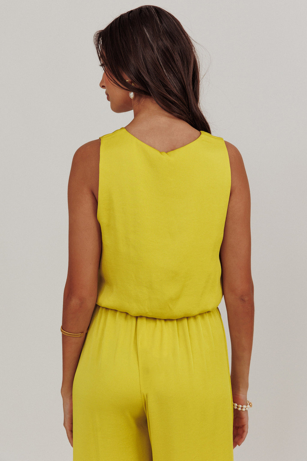 Mariposa Sleeveless Bubble Hem Top Chartreuse by Selfie Leslie Australia