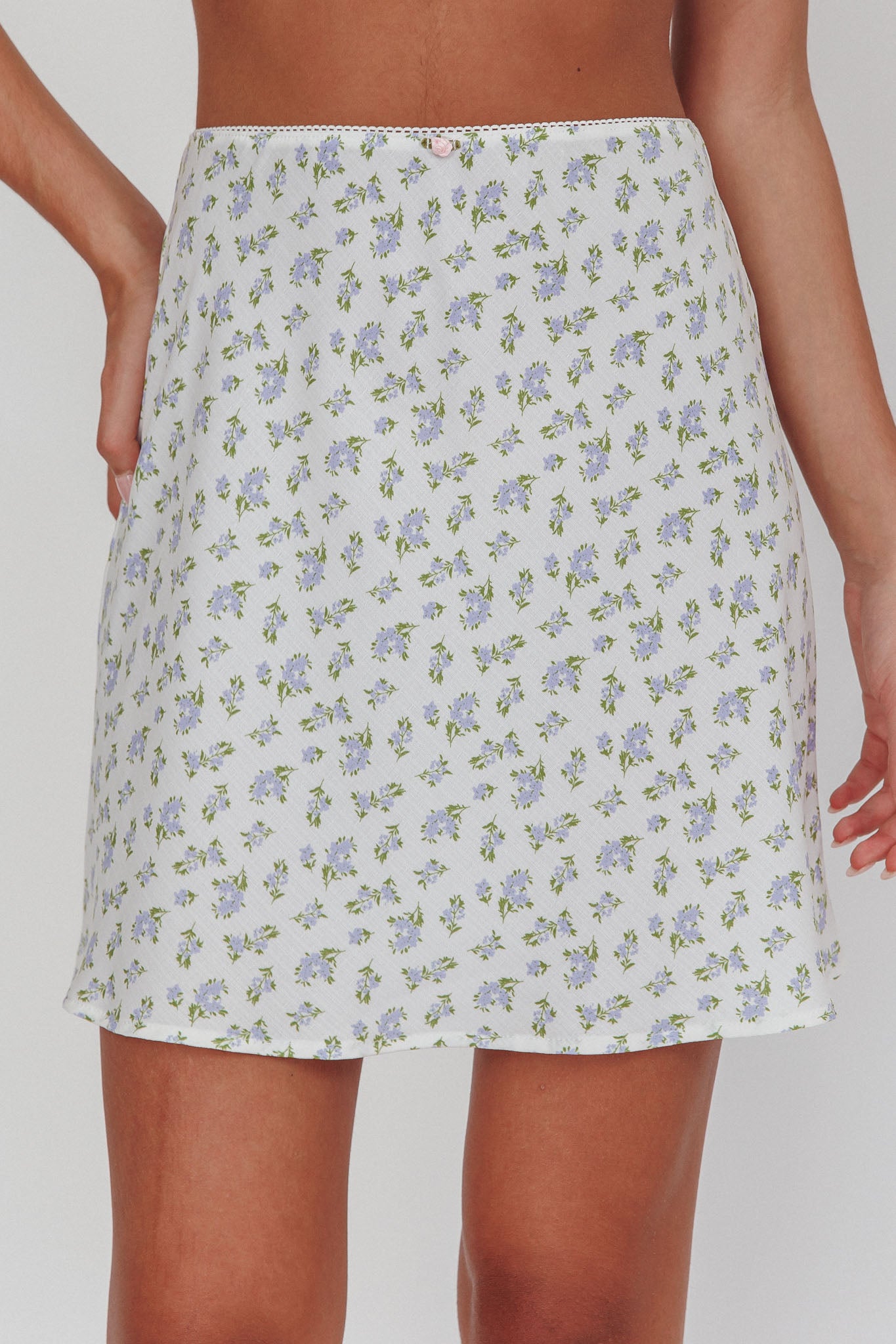 Miss Cupid Floral Mini Skirt Ivory/Blue by Selfie Leslie Australia