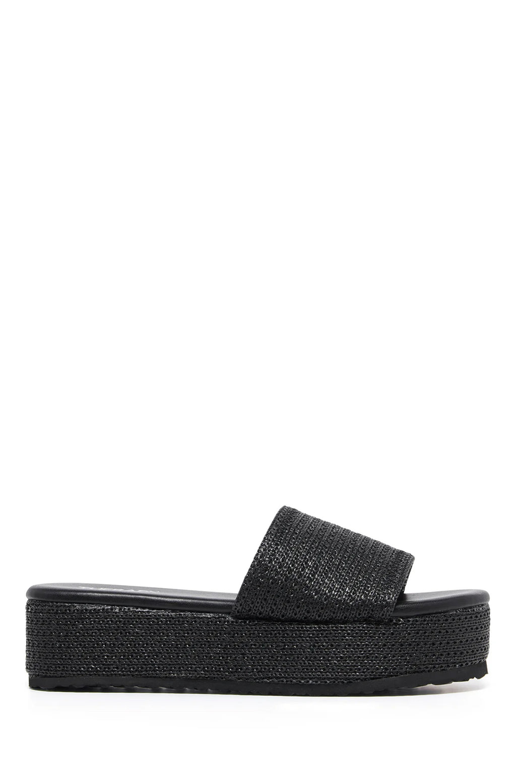 THERAPY Avery Flatform Sandal Raffia Black by Selfie Leslie Australia