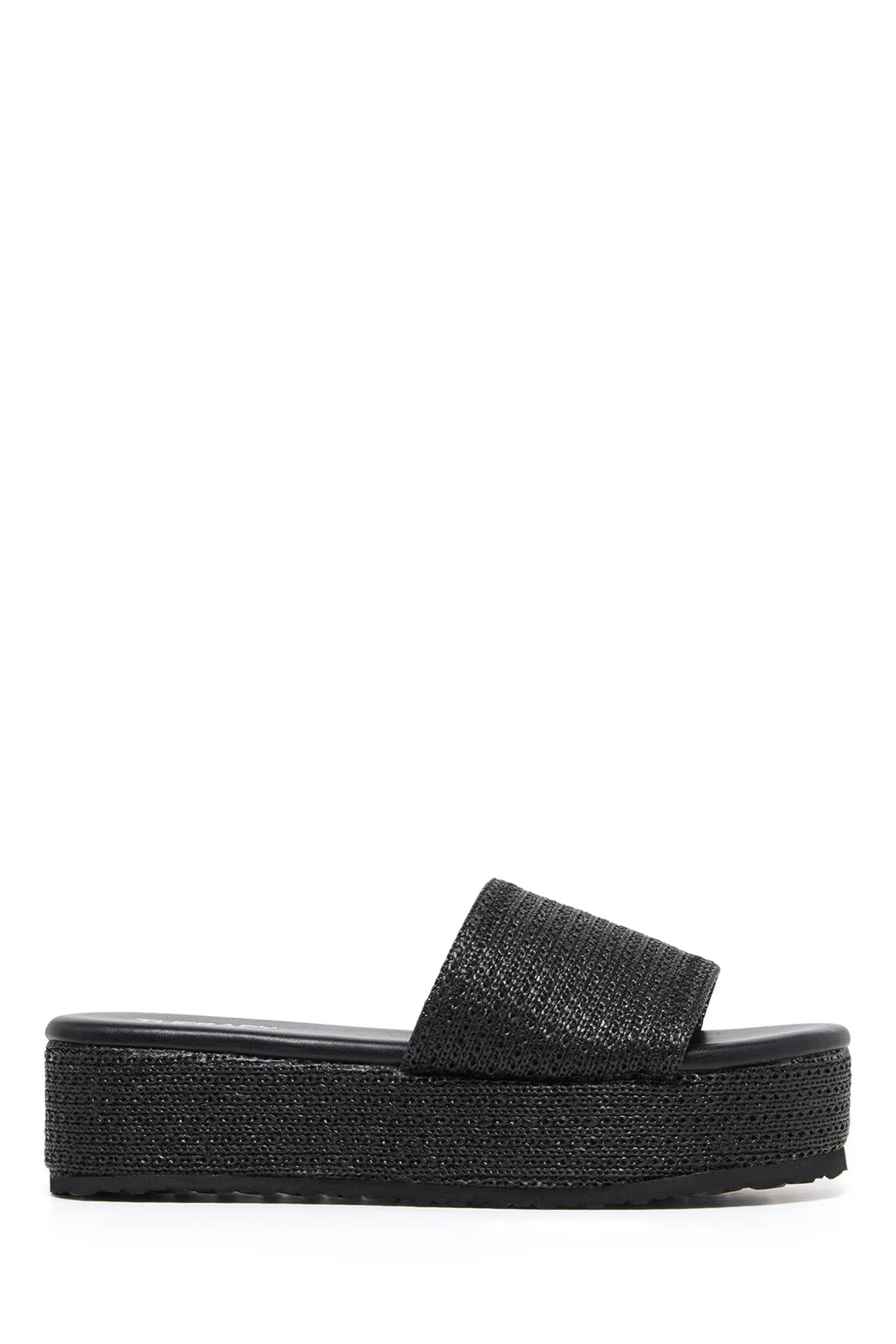 THERAPY Avery Flatform Sandal Raffia Black by Selfie Leslie Australia