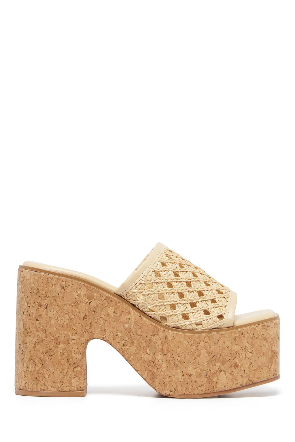 THERAPY Delirium Platform Heel Raffia Caramel by Selfie Leslie Australia