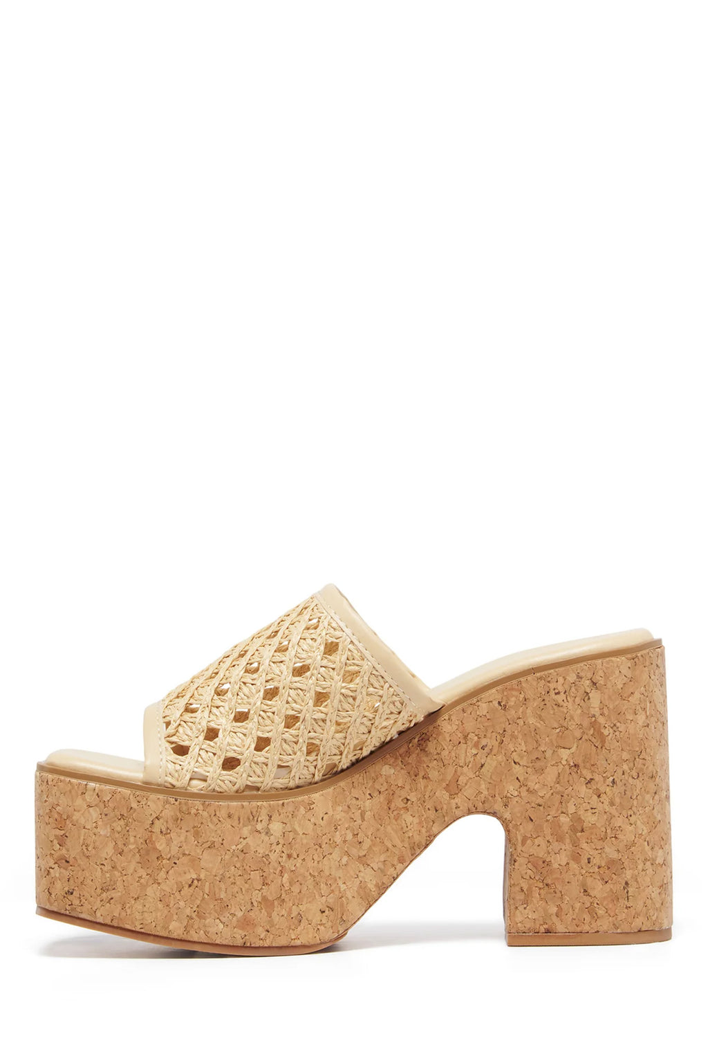 THERAPY Delirium Platform Heel Raffia Caramel by Selfie Leslie Australia