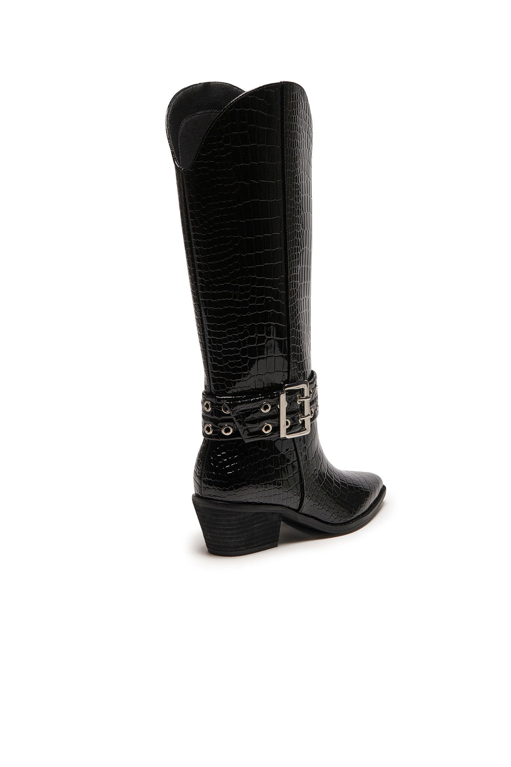 THERAPY Maiden Cowboy Boot Black Patent Croc by Selfie Leslie Australia