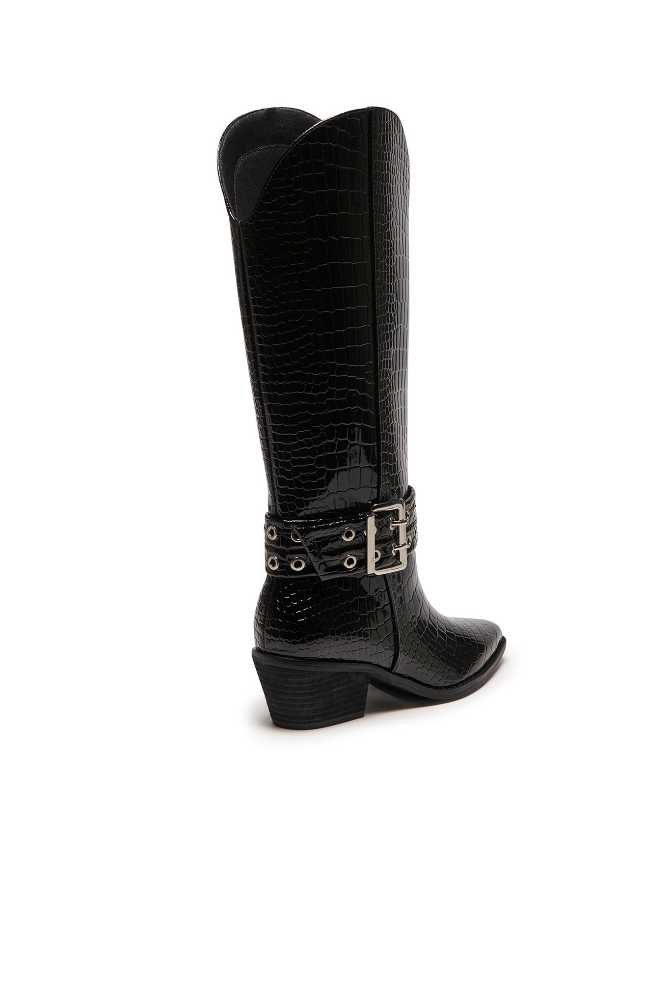 THERAPY Maiden Cowboy Boot Black Patent Croc by Selfie Leslie Australia