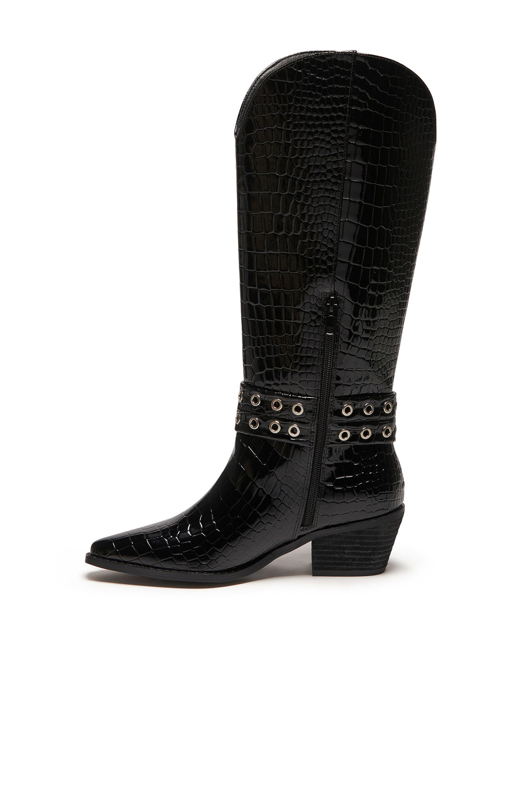 THERAPY Maiden Cowboy Boot Black Patent Croc by Selfie Leslie Australia