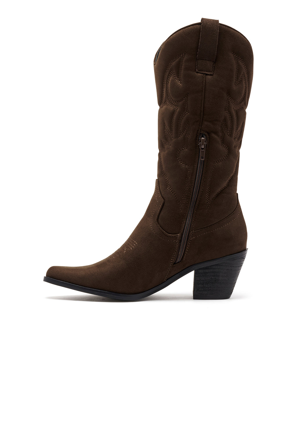 THERAPY Clayton Cowboy Boot Chocolate Faux Suede by Selfie Leslie Australia