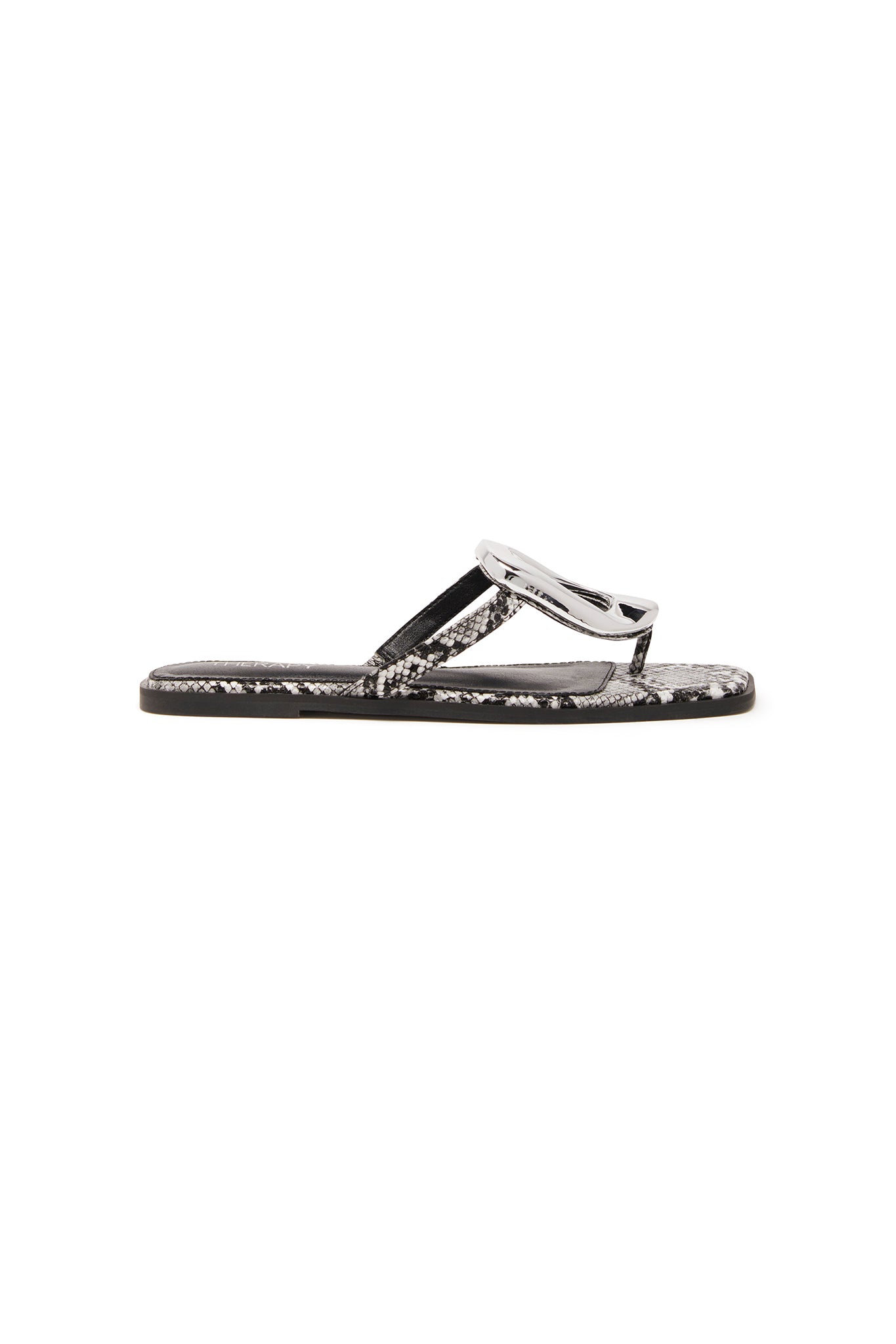 THERAPY Guild Thong Sandal Black White Snake by Selfie Leslie Australia