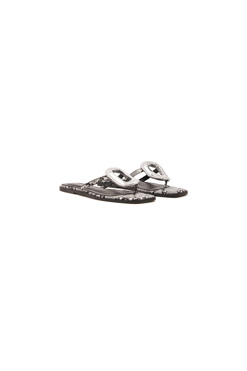 THERAPY Guild Thong Sandal Black White Snake by Selfie Leslie Australia