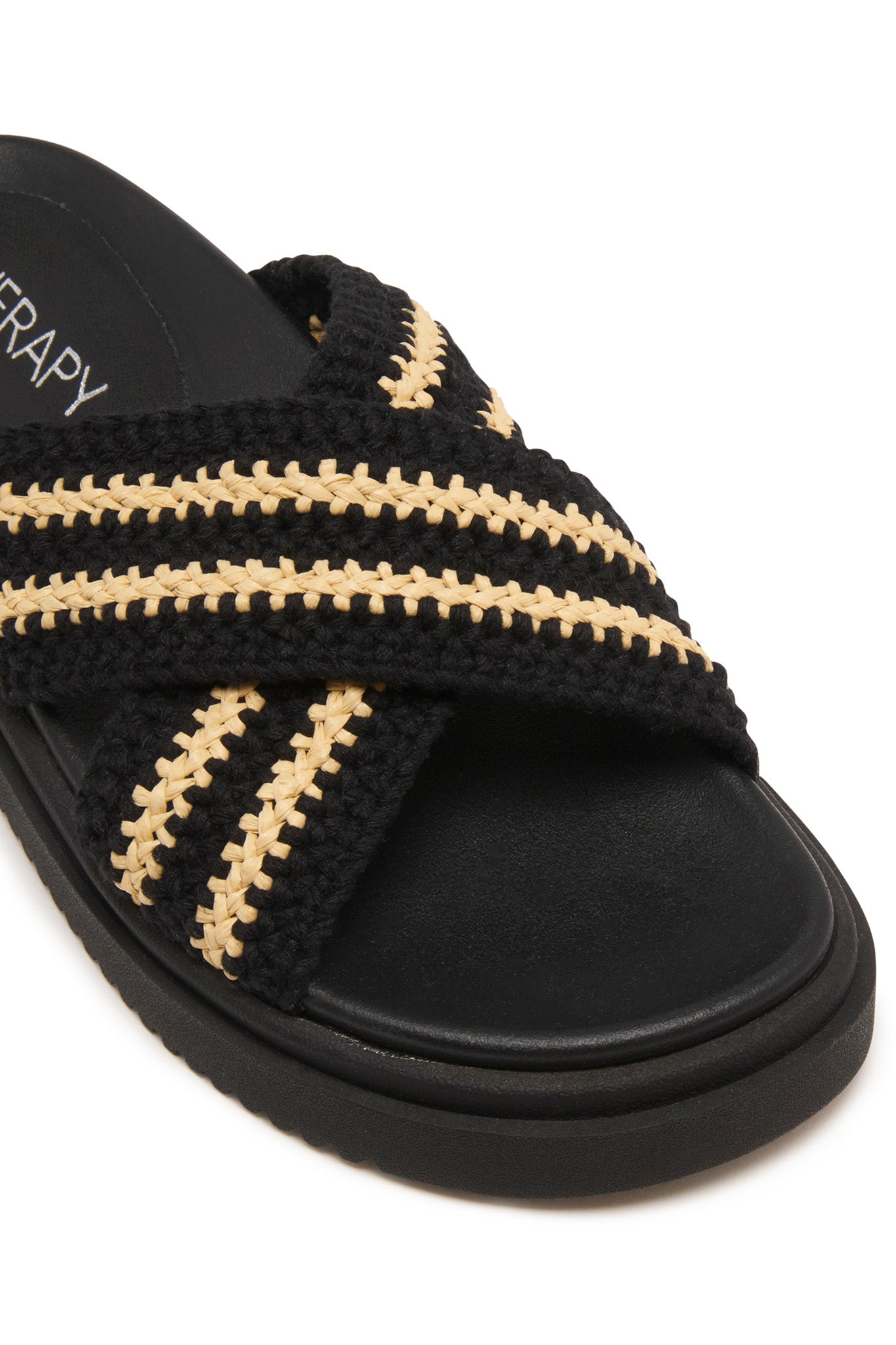 THERAPY Peta Platform Sandal Black Beige by Selfie Leslie Australia