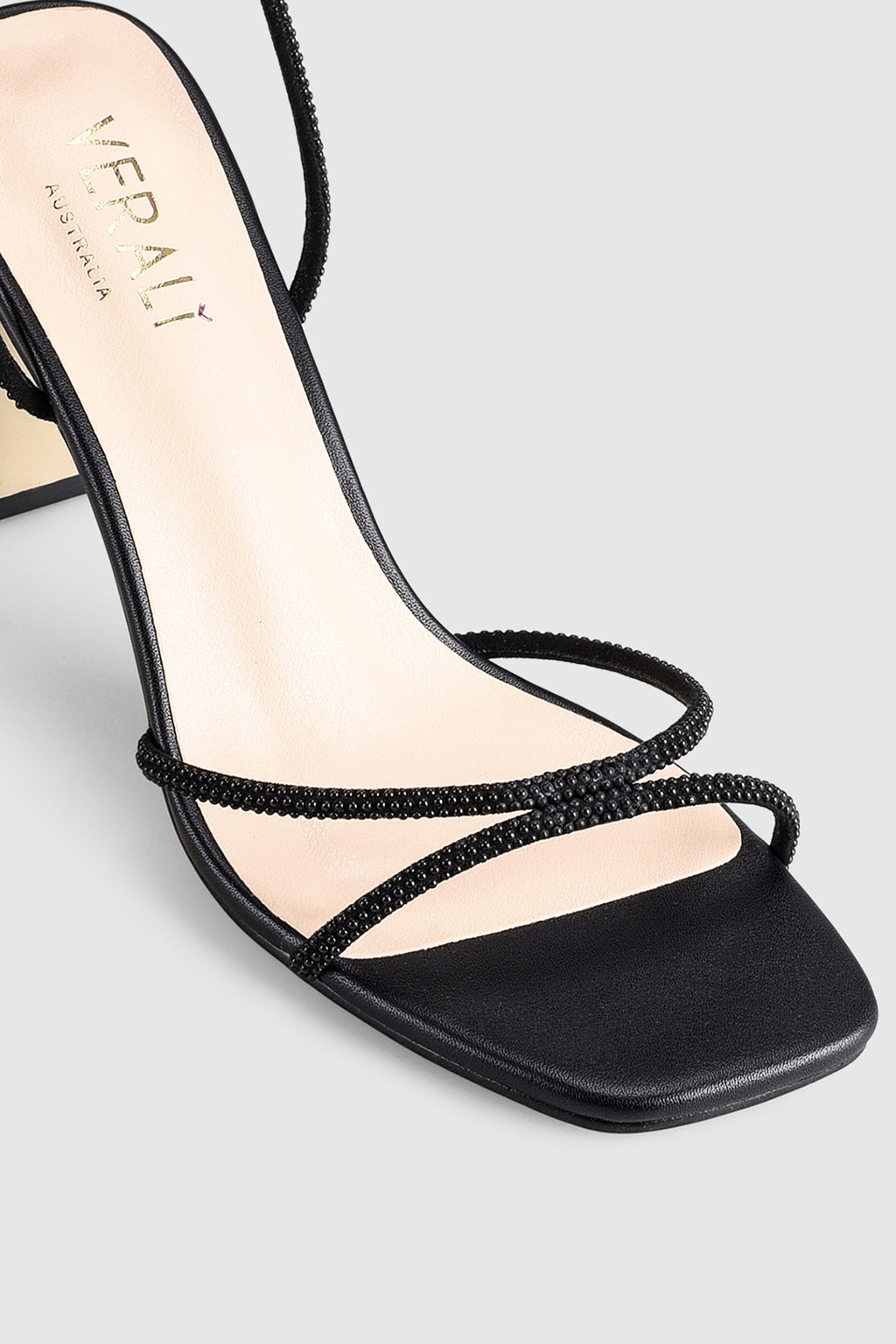 VERALi Kian Block Heel Sandals Black Pearl by Selfie Leslie Australia