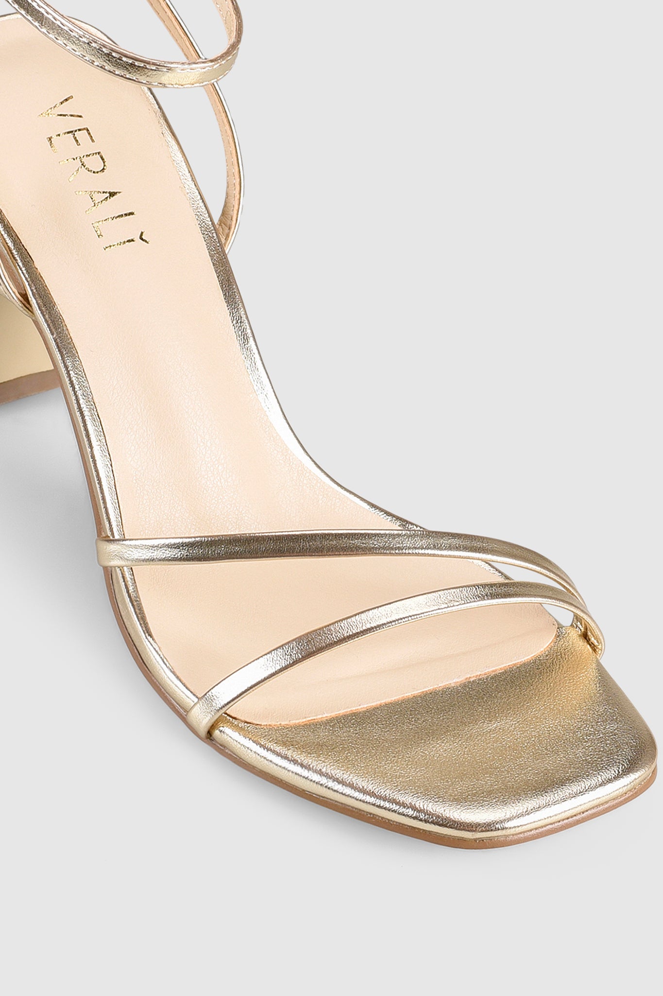 VERALi Kimmy Slim Strappy Heels Champagne Metallic by Selfie Leslie Australia