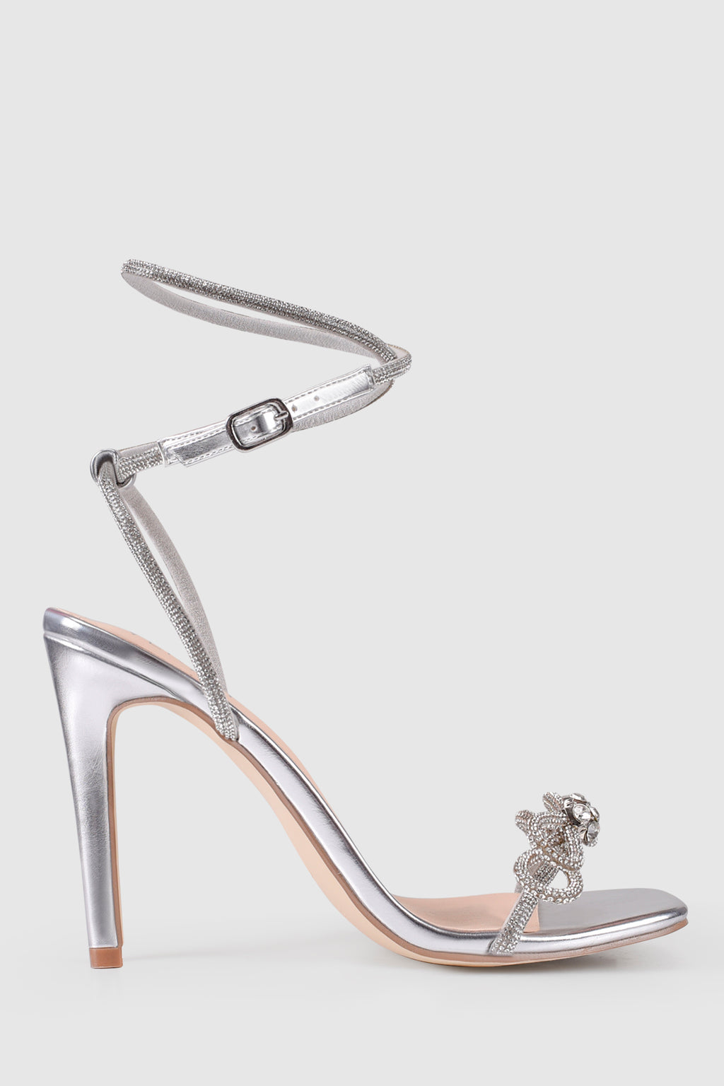 VERALi Ottawa Diamante High Heels Silver Metallic Smooth by Selfie Leslie Australia