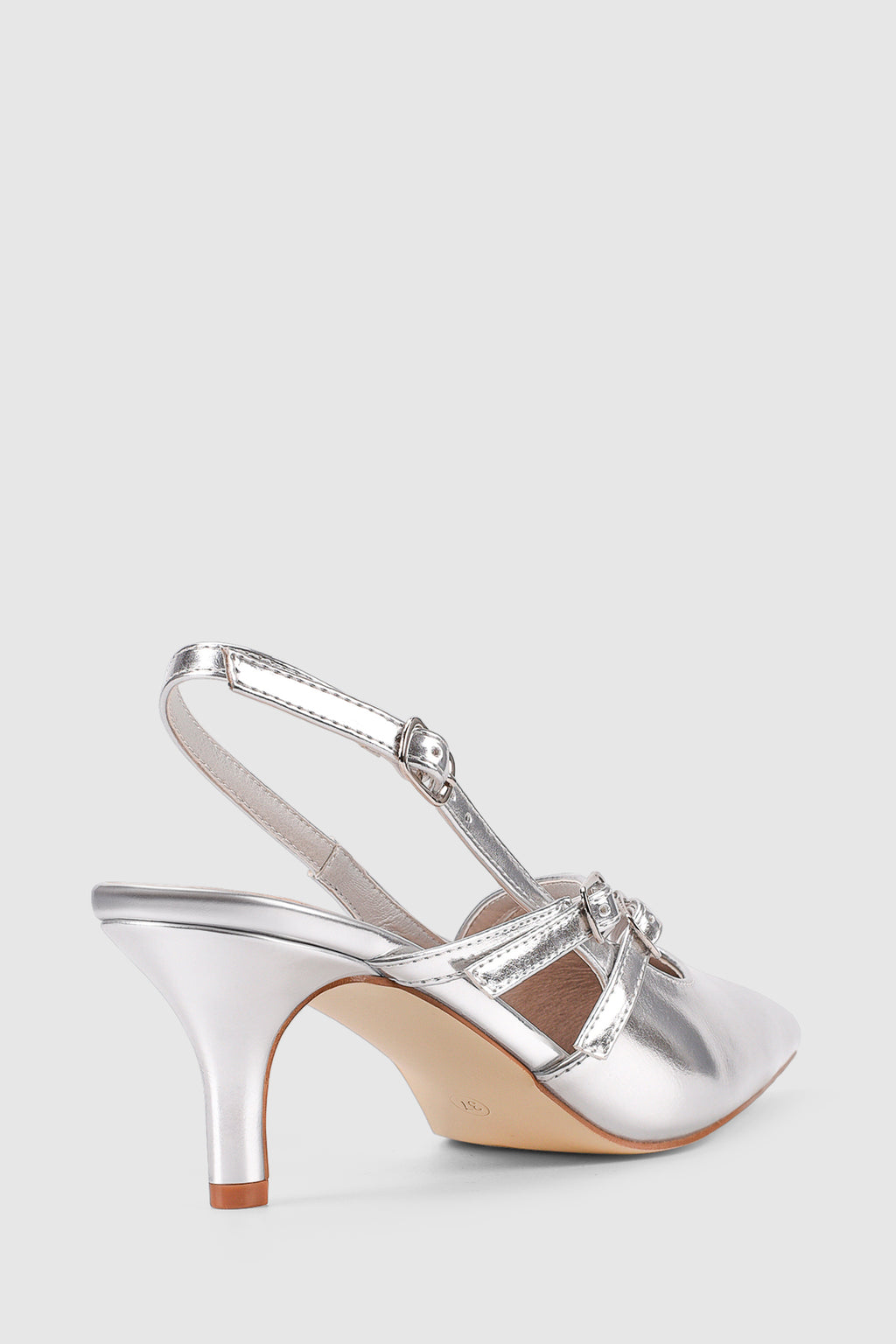 VERALi Zedd Point Toe Kitten Heels Silver Metallic by Selfie Leslie Australia