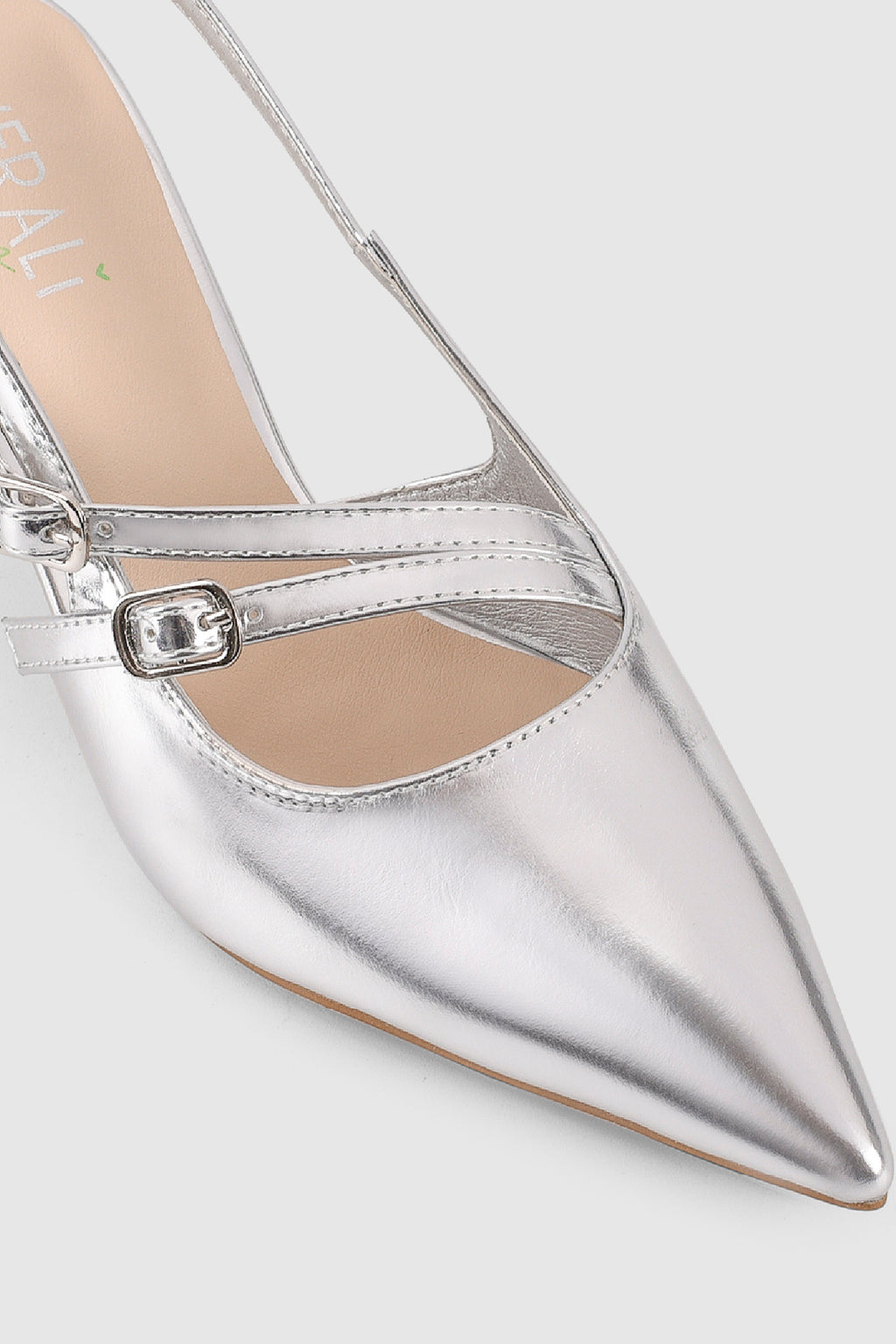 VERALi Zedd Point Toe Kitten Heels Silver Metallic by Selfie Leslie Australia