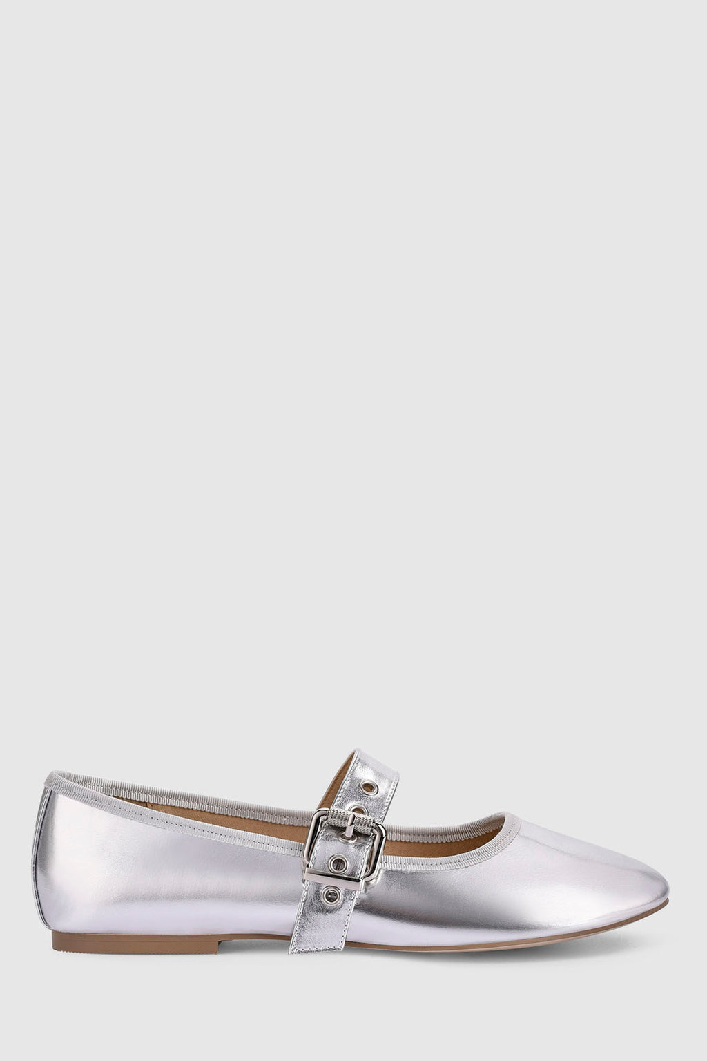VERALi Banks Buckled Mary-Jane Flats Silver by Selfie Leslie Australia