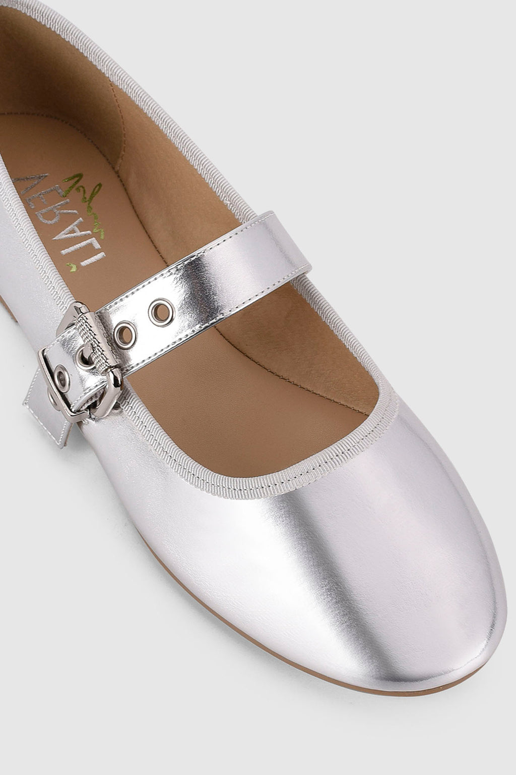 VERALi Banks Buckled Mary-Jane Flats Silver by Selfie Leslie Australia