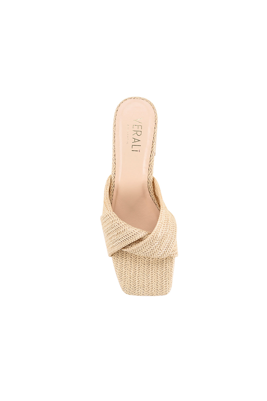 VERALI Stella Block Heel Mules Natural Raffia by Selfie Leslie Australia