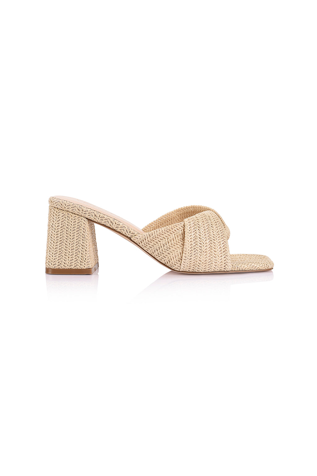 VERALI Stella Block Heel Mules Natural Raffia by Selfie Leslie Australia
