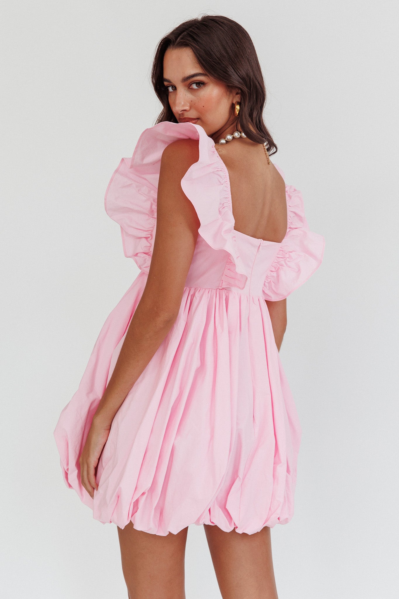 Horoscope Bubble Hem Mini Dress Blush by Selfie Leslie Australia