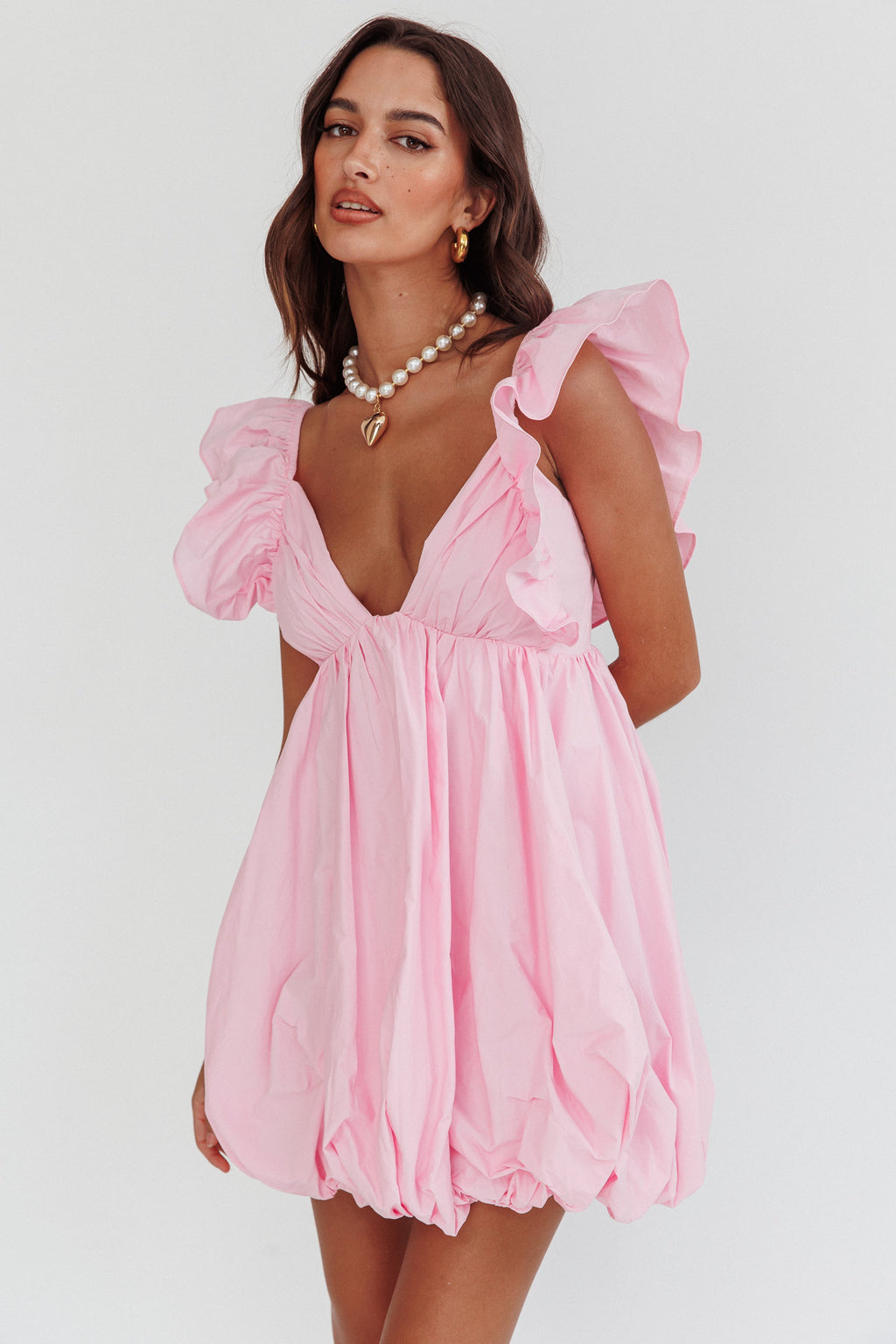 Horoscope Bubble Hem Mini Dress Blush by Selfie Leslie Australia