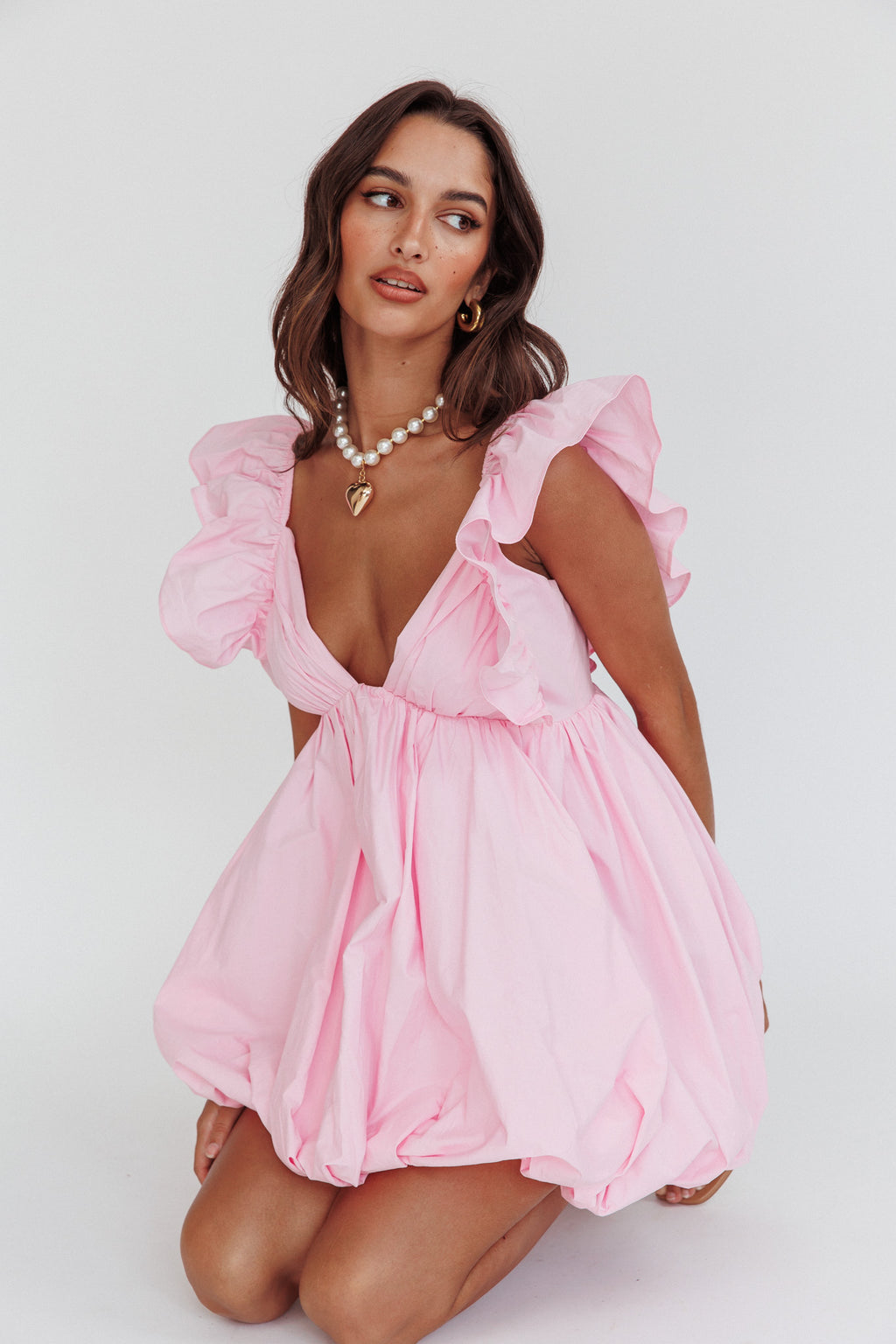 Horoscope Bubble Hem Mini Dress Blush by Selfie Leslie Australia