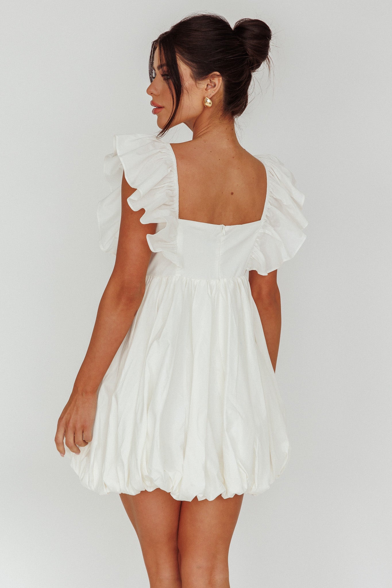 Horoscope Bubble Hem Mini Dress Ivory by Selfie Leslie Australia