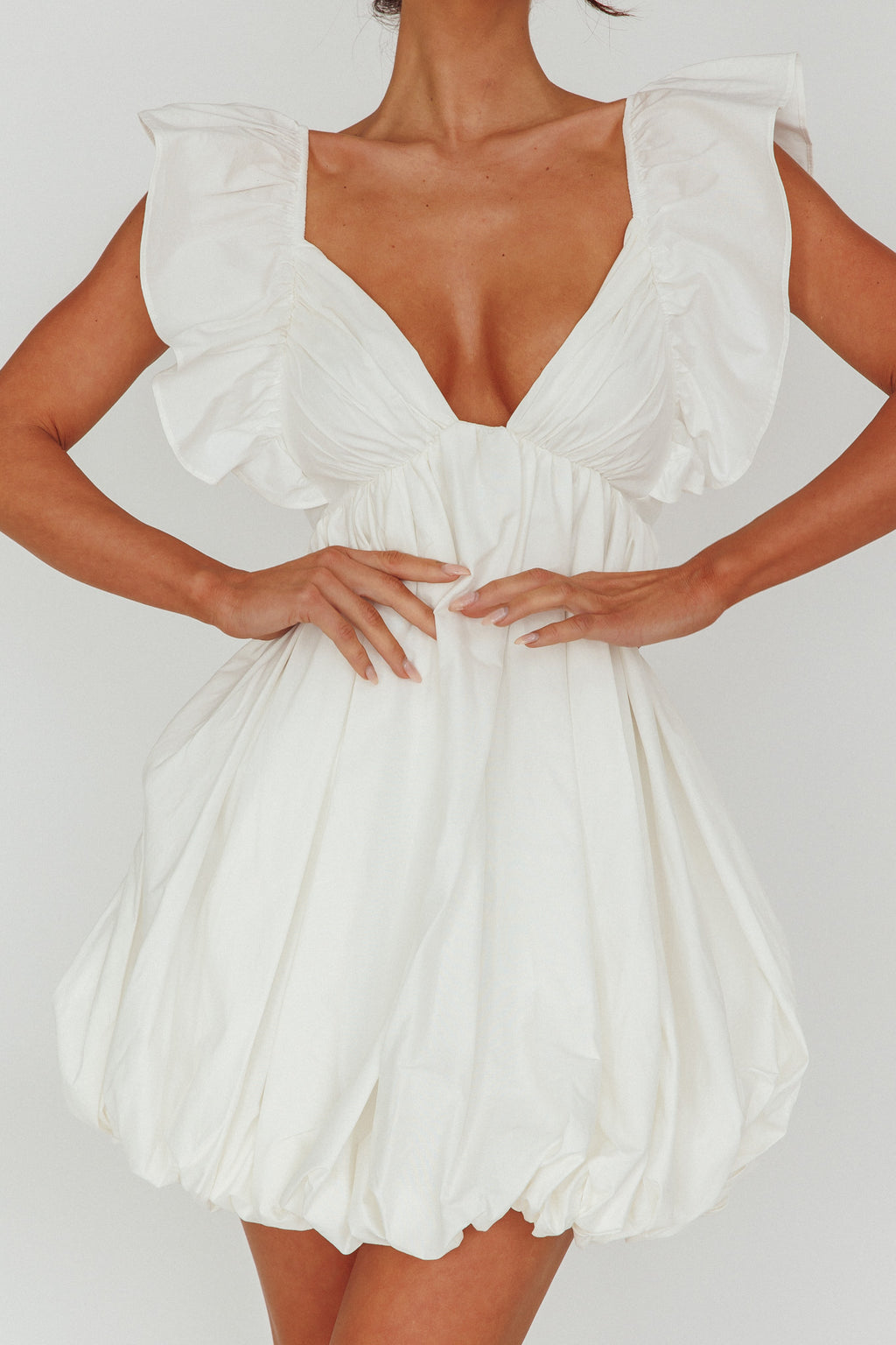 Horoscope Bubble Hem Mini Dress Ivory by Selfie Leslie Australia