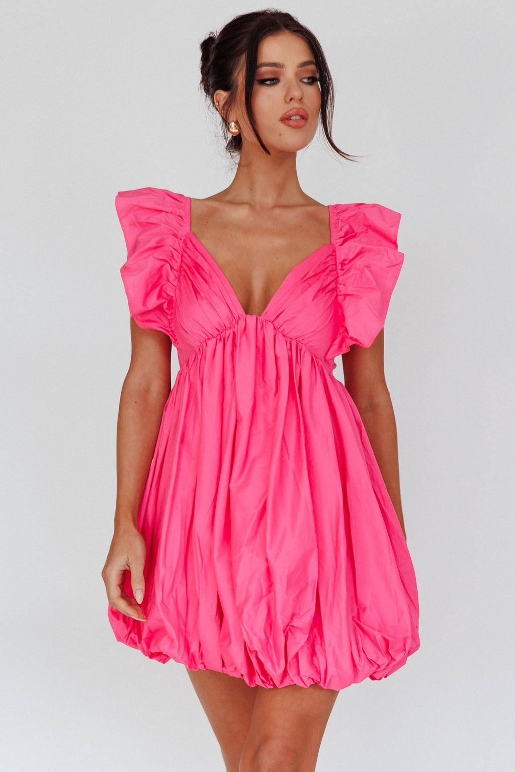 Horoscope Bubble Hem Mini Dress Pink by Selfie Leslie Australia