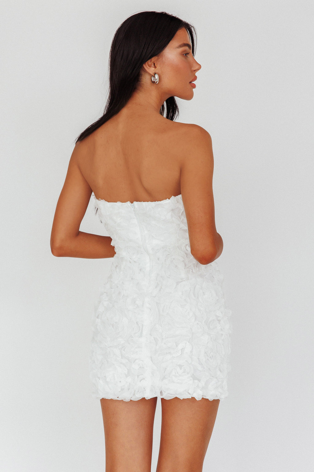 Charmer Floral Embellished Mini Dress Ivory by Selfie Leslie Australia