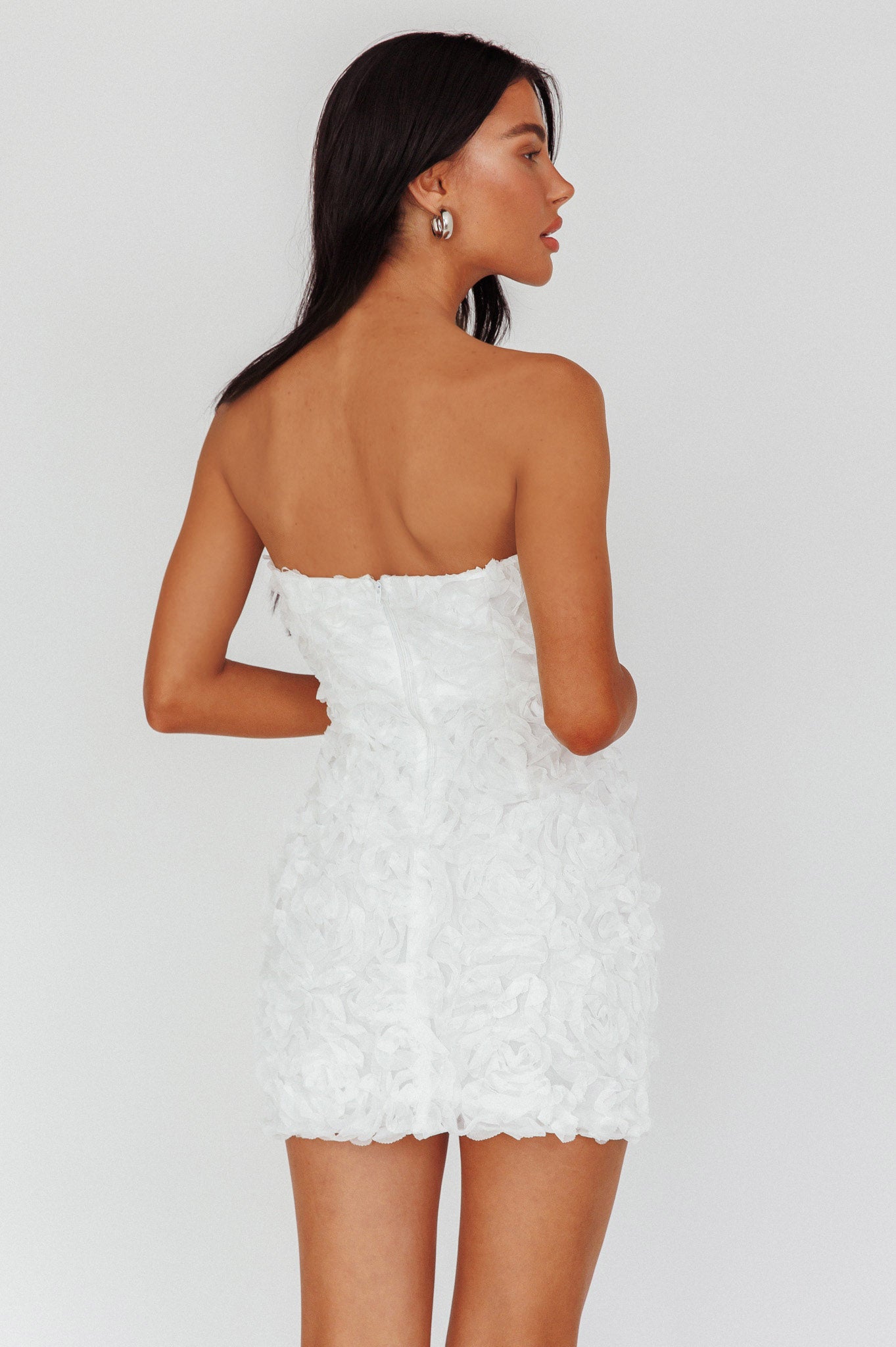 Charmer Floral Embellished Mini Dress Ivory by Selfie Leslie Australia